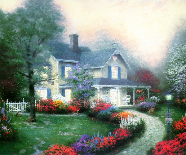 (image for) Handmade oil painting Copy paintings of famous artists Thomas Kinkade's painting, NO.121 - Click Image to Close